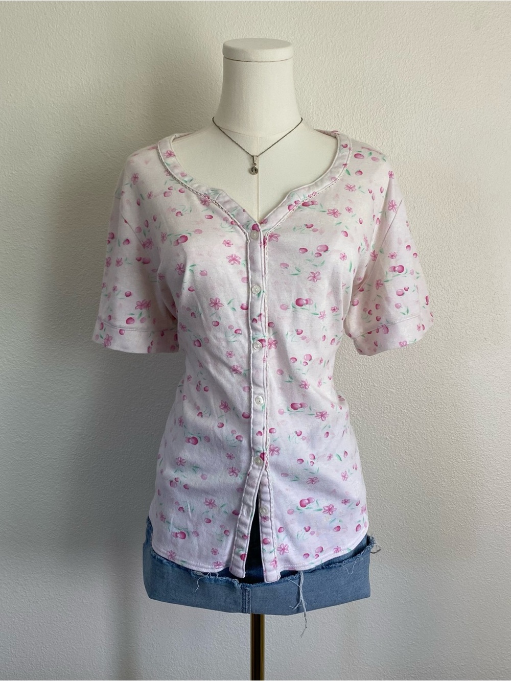 Vintage Karen Neuburger Floral Button Down Short Sleeve Cottagecore Fairy Casual